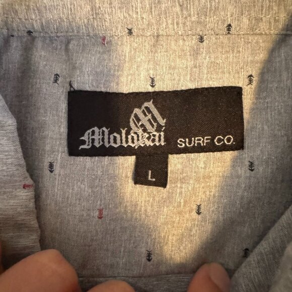 Molokai Gray Printed Short Sleeve Button Up Shirt, Casual Wear, Size Large - Picture 4 of 8